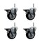Service Caster 4 Inch Black Polyurethane Wheel Swivel 34 Inch Threaded Stem Caster Set with Brake SCC SCC-TS20S414-PPUB-BLK-PLB-34212-4 - alternate 1